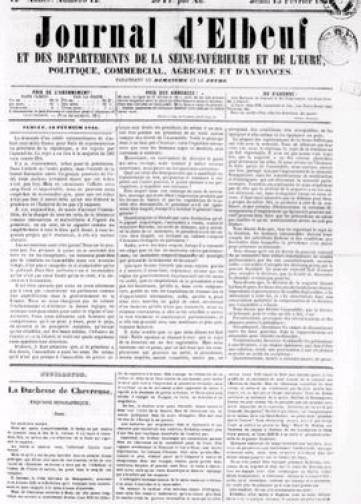 Couverture de Journal d'Elbeuf, publié le 09 septembre 1847