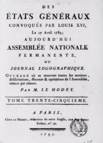 Couverture de Journal des États généraux, publié le 27 avril 1789