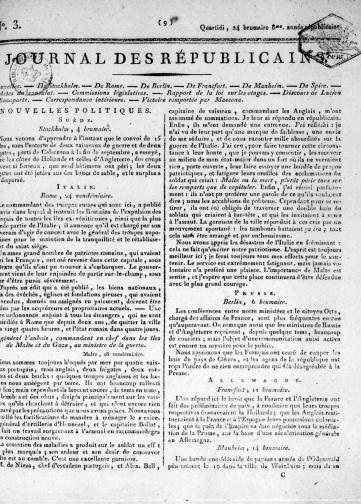 Couverture de Journal des républicains, publié le 14 novembre 1799
