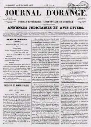 Couverture de Journal d'Orange, publié le 30 juin 1850