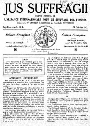 Couverture de Jus suffragii, publié le 25 mai 1912