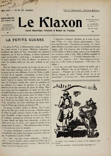 Couverture de Klaxon, publié le 01 décembre 1916