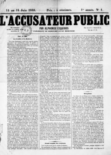 Couverture de Accusateur public, publié le 11 juin 1848