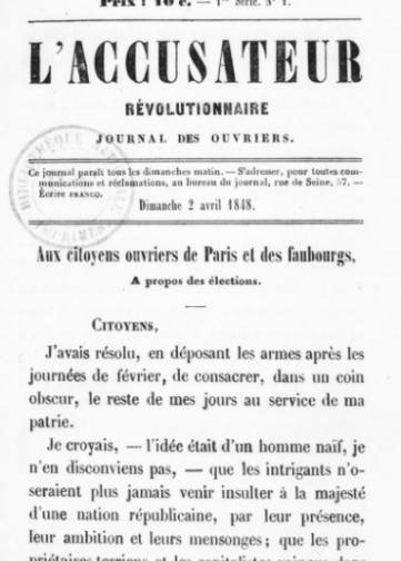 Couverture de Accusateur révolutionnaire, publié le 02 avril 1848