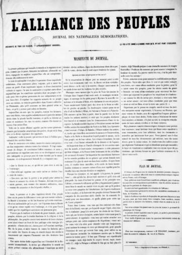 Couverture de Alliance des peuples, publié le 01 avril 1848
