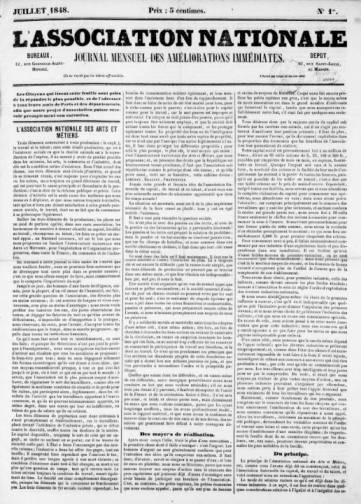 Couverture de Association nationale, publié le 01 juillet 1848