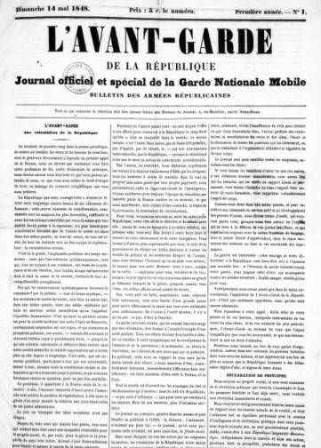Couverture de Avant-garde de la République, publié le 14 mai 1848