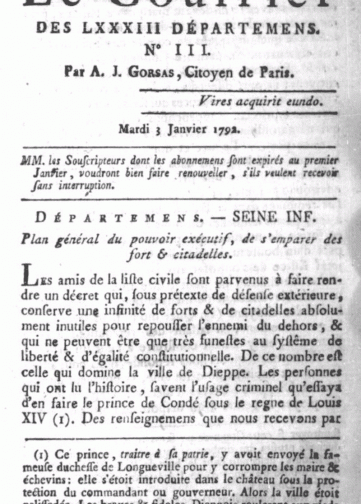 Le Courrier des LXXXIII départements (1791-1792)