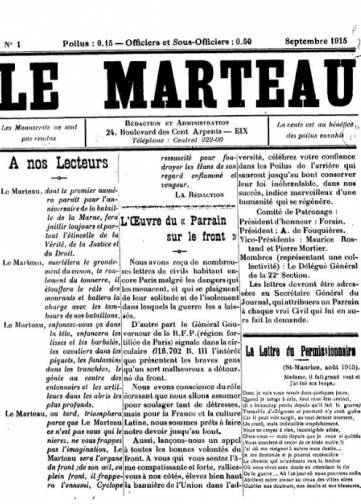 Couverture de Marteau, publié le 01 septembre 1915