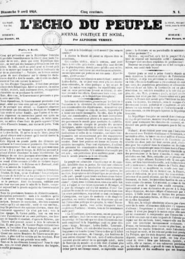 Couverture de Écho du peuple, publié le 09 avril 1848