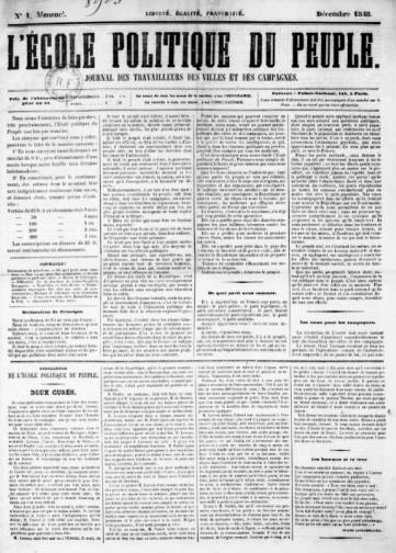 Couverture de École politique du peuple, publié le 01 décembre 1848