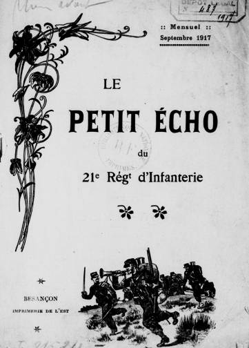 Couverture de Le Petit Écho du 21<sup>e</sup> régiment, publié le 01 septembre 1917
