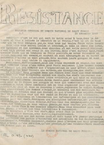 Couverture de Résistance (1940-1941), publié le 15 décembre 1940