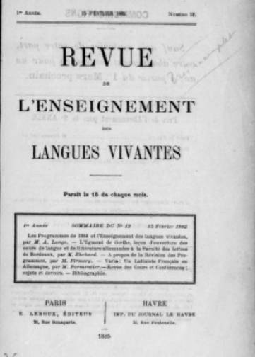 Revue de l'enseignement des langues vivantes (1884-1940)
