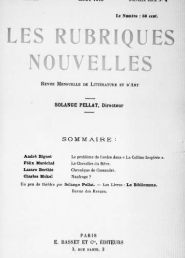 Les Rubriques nouvelles (1909-1913)