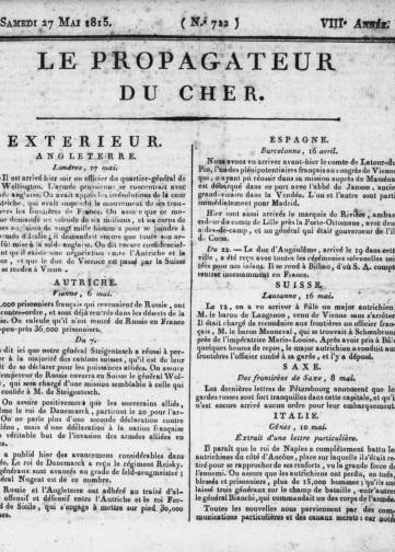Le Propagateur du Cher (1807-1816)