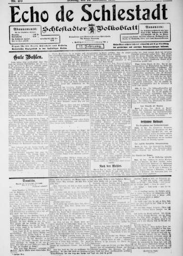 Couverture de Écho de Sélestat, publié le 02 janvier 1919
