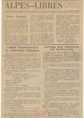 Couverture de Alpes libres, publié le 01 août 1944