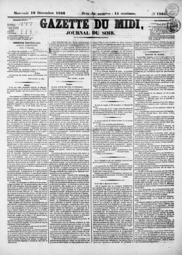 Couverture de Gazette du Midi, publié le 15 juin 1849