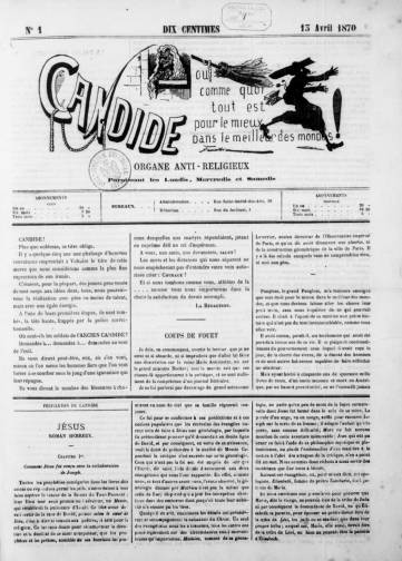 Couverture de Candide, publié le 13 avril 1870