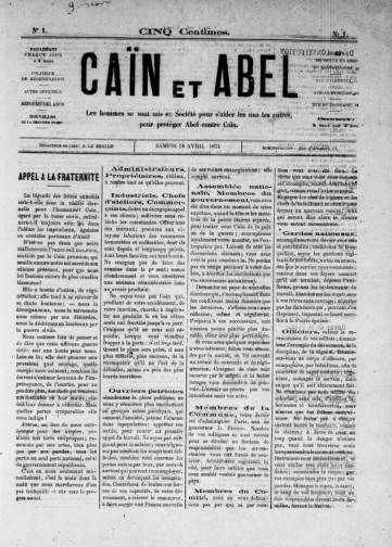 Couverture de Caïn et Abel, publié le 15 avril 1871