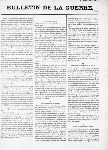 Couverture de Bulletin de la guerre, publié le 01 janvier 1871