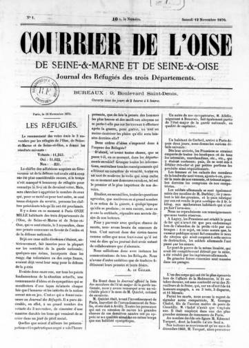 Couverture de Courrier de l'Oise, publié le 12 novembre 1870