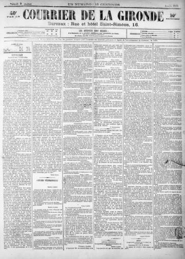 Couverture de Courrier de la Gironde, publié le 01 juillet 1870
