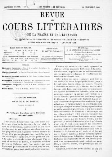 Revue des cours littéraires de la France et de l'étranger (1863-1871)