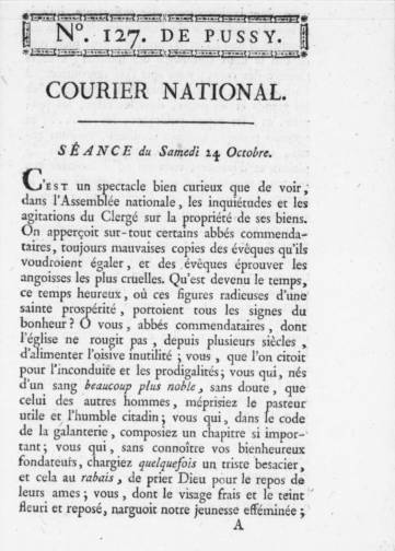 Couverture de Courier national, publié le 09 juillet 1789