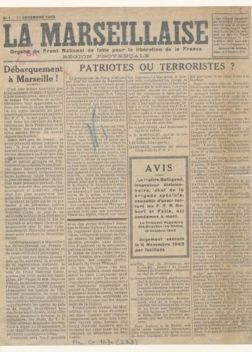 Couverture de Marseillaise (Marseille), publié le 01 décembre 1943