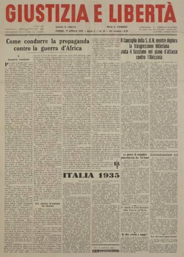Couverture de Giustizia e Libertà, publié le 18 mars 1934