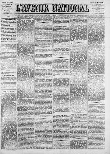 Couverture de L'Avenir national, publié le 18 mars 1871