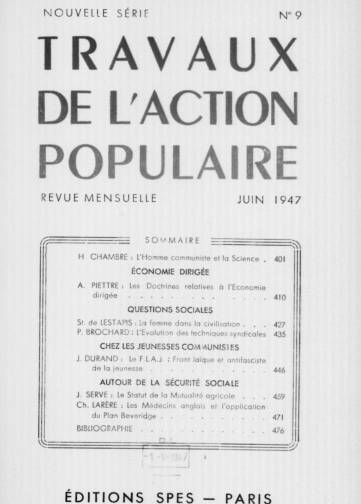 Travaux de l’Action populaire (1945-1949)