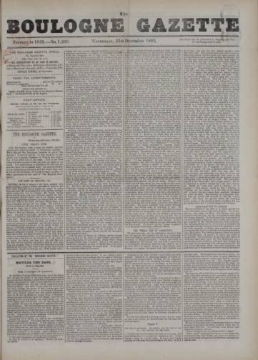 Couverture de Boulogne News and Boulogne Gazette, publié le 24 août 1847