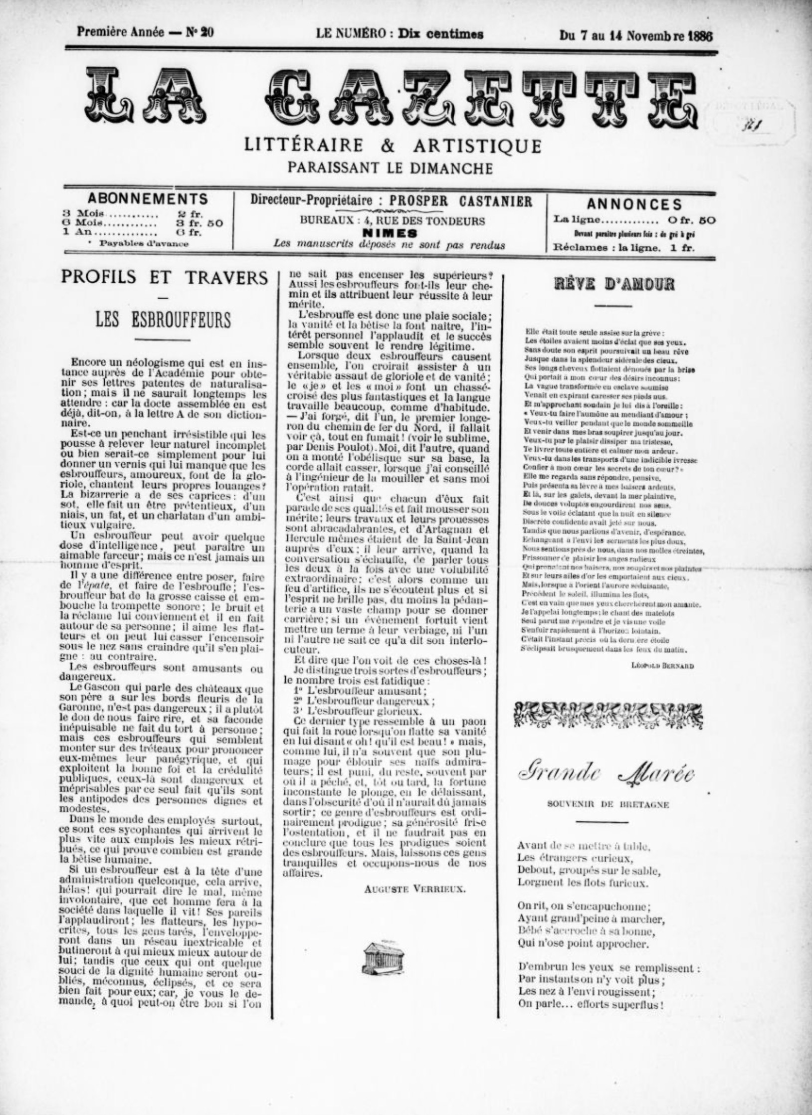 La Gazette littéraire et artistique (1886)