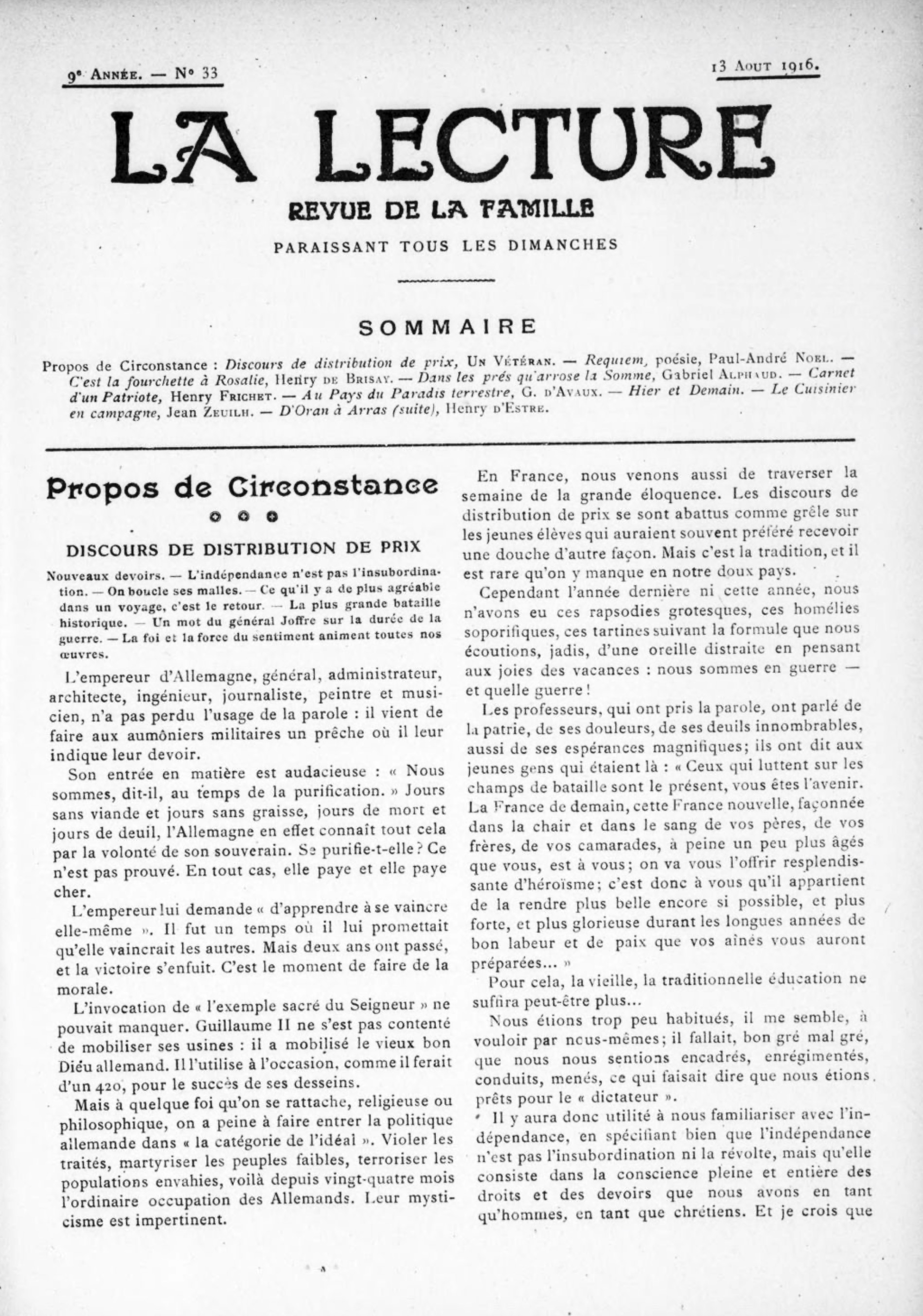 La Lecture (1913-1919)