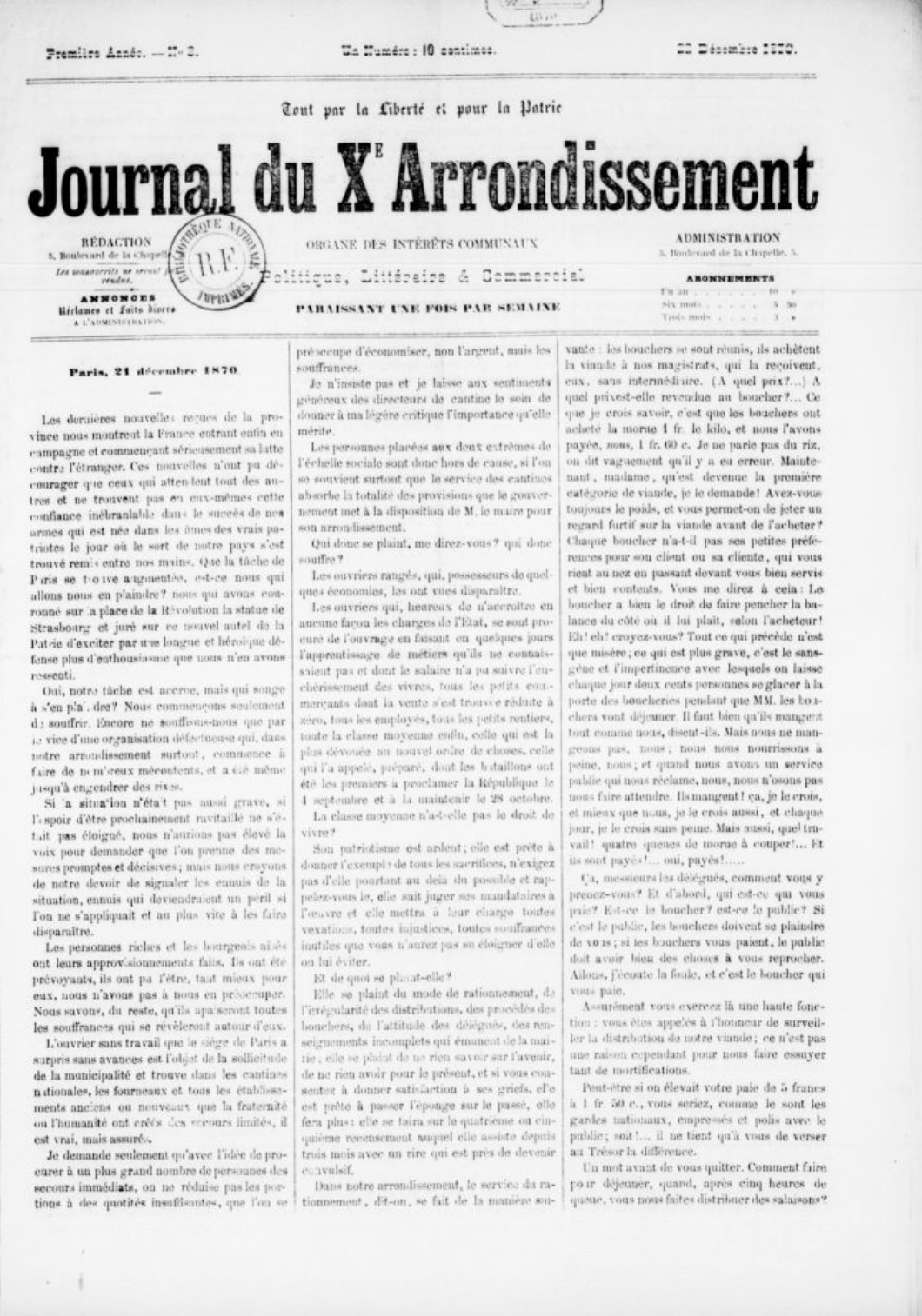 Journal du Xe arrondissement