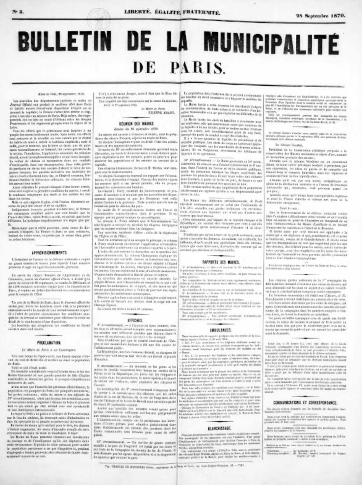Bulletin de la municipalité de Paris (1870)