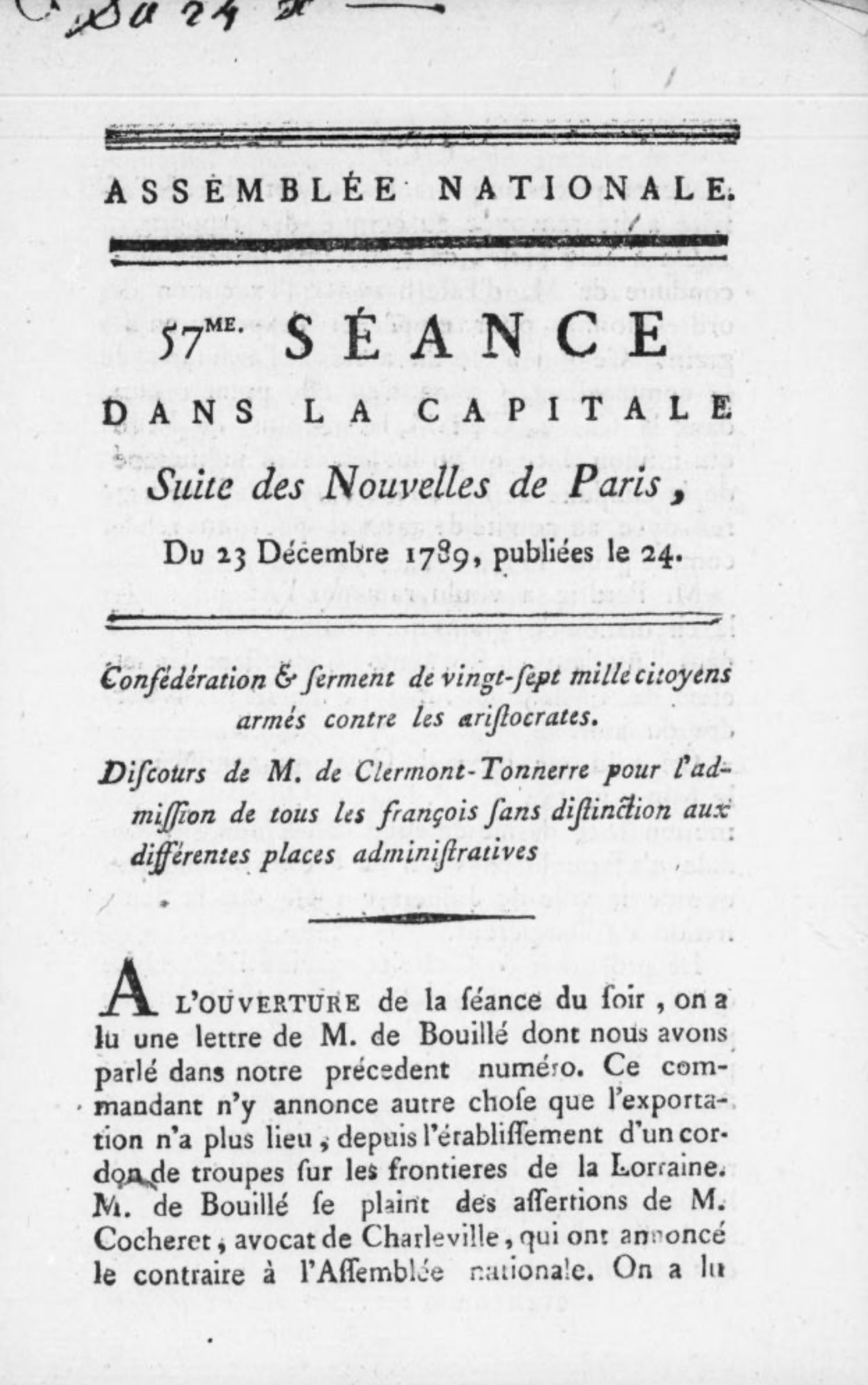 Assemblée nationale. Séance et suite des Nouvelles de Versailles (1789-1790)