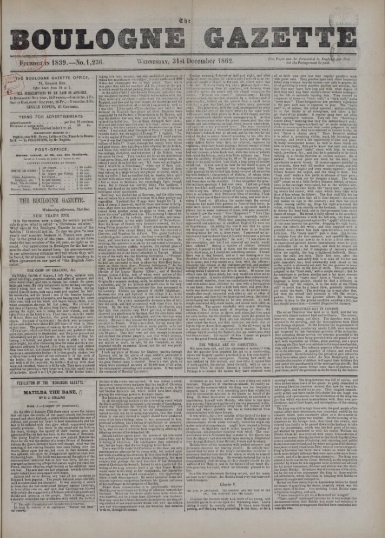 Boulogne News and Boulogne Gazette (1839-1863)